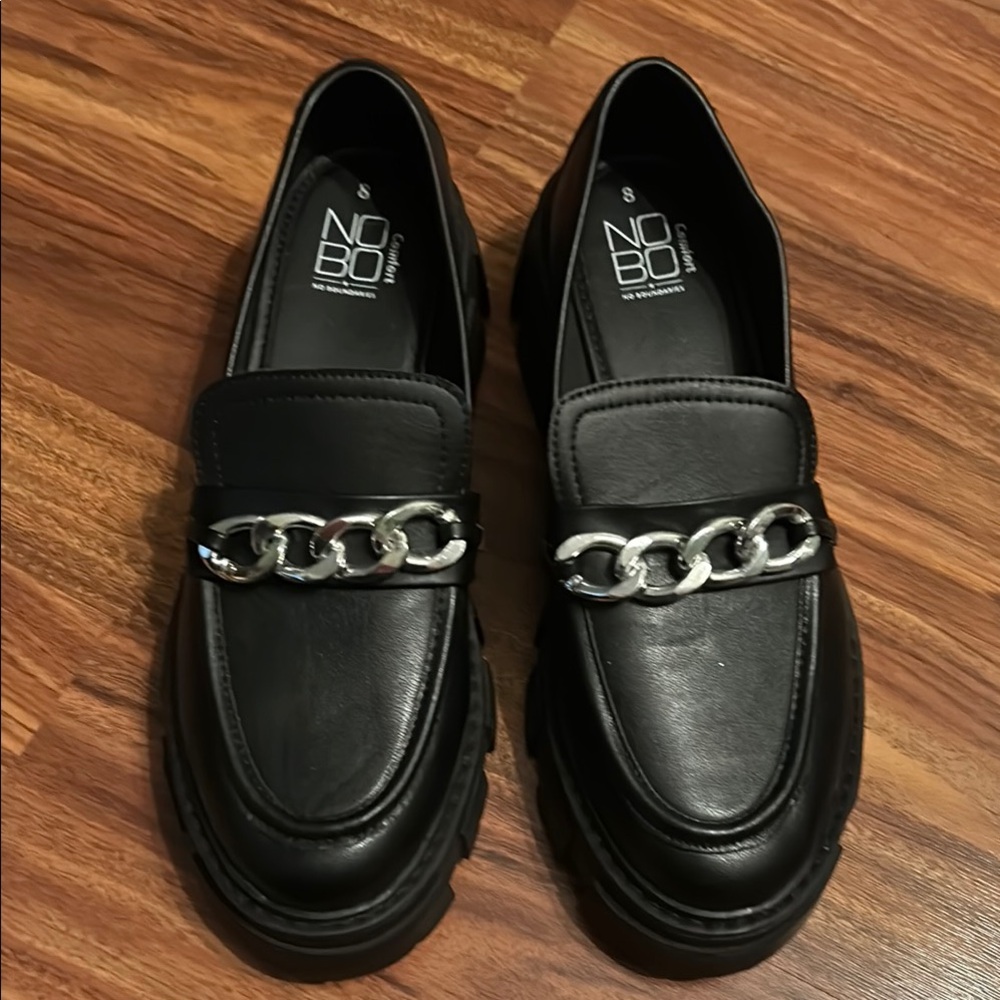 NOBO Men's Black Loafers with Chain Detail